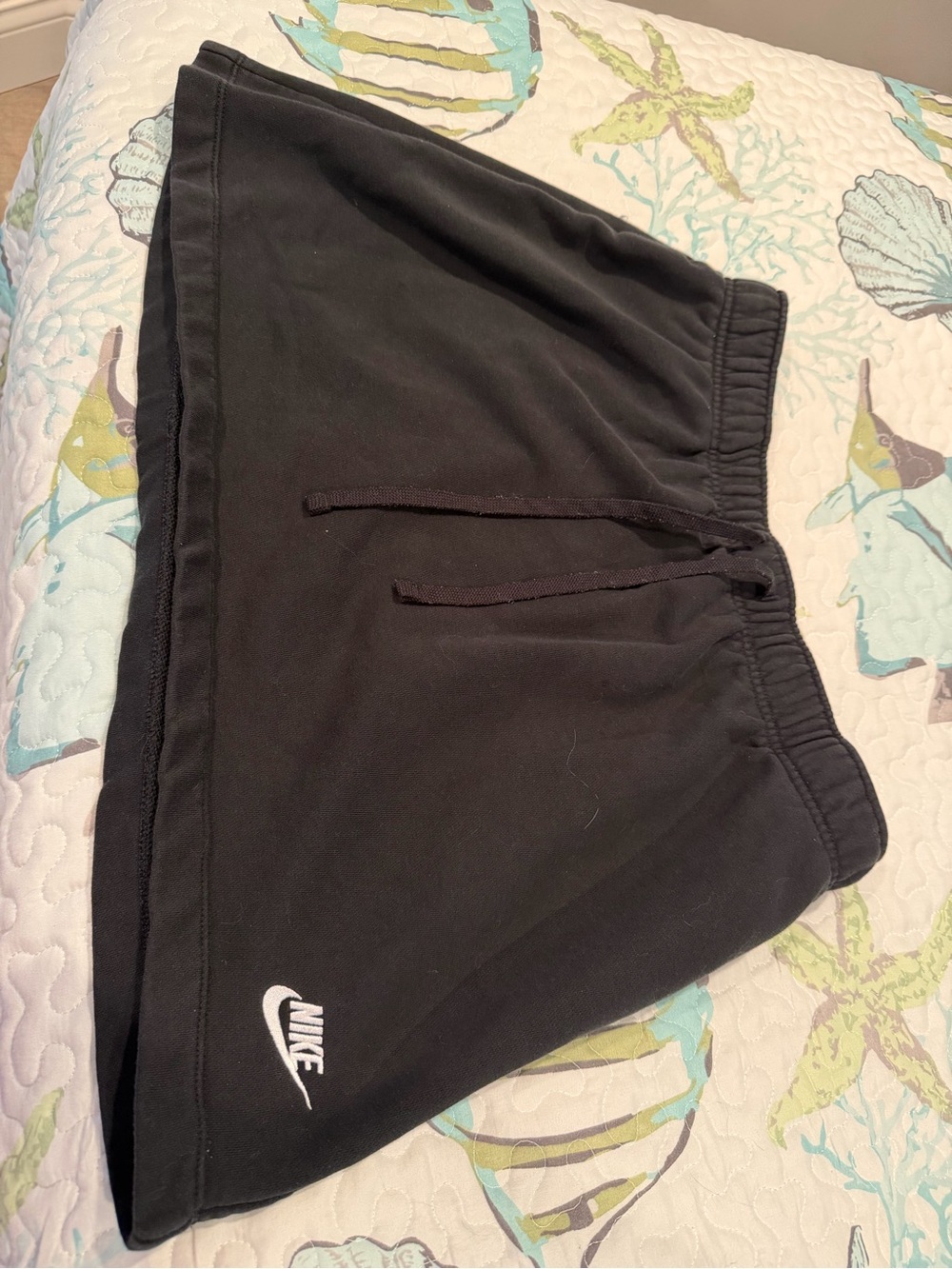 Nike Black Girls' Athletic Drawstring Shorts with White Logo